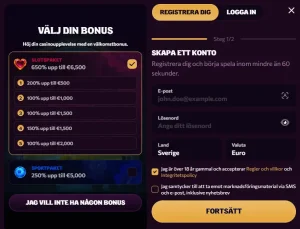 chanze casino register